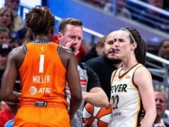 Caitlin Clark comete 7ª falta técnica, perto de ser suspensa por um jogo.