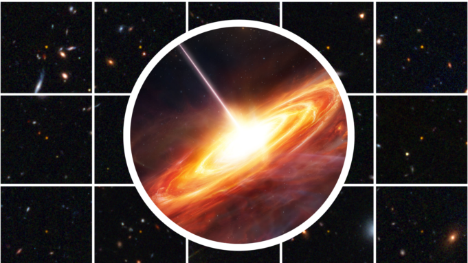 Os cientistas descobriram o quasar mais antigo já visto e brilha com a luz de um trilhão de sóis. Os cientistas descobriram o quasar mais antigo já visto e brilha com a luz de um trilhão de sóis.
