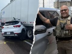 O agente do ICE Curtland Sawyer salva a vida de um motorista em um acidente de trator no Missouri.