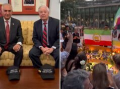 Iranianos em Londres acendem velas para Lindsey Graham em frente à Embaixada dos EUA