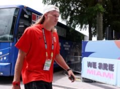 Os noruegueses chegaram ao Hard Rock Stadium, em Miami, para a partida das quartas de final contra a Inglaterra.