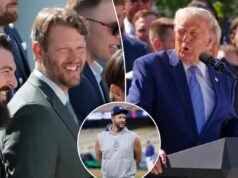 A lenda dos Dodgers, Clayton Kershaw, foi a estrela surpresa da cerimônia na Casa Branca