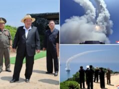 Kim Jong Un foi visto observando um teste de armas de um novo destróier naval norte-coreano