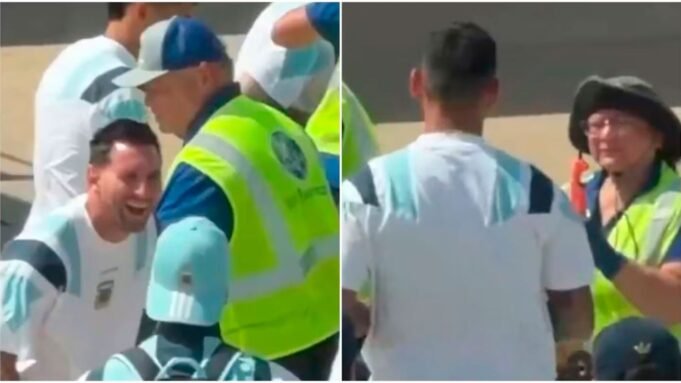 Que ele estava com a bagagem de Coty Romero, o que provocou uma verificação de segurança e risadas de Messi. Que ele estava com a bagagem de Coty Romero, o que provocou uma verificação de segurança e risadas de Messi.