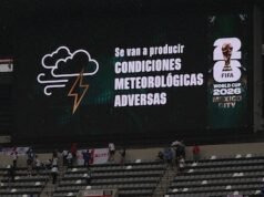 Sinais de alerta meteorológico no estádio Inglaterra-México A competição não foi oficialmente adiada.