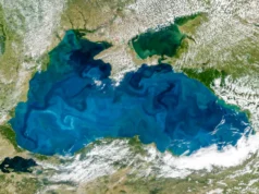 A NASA registrou do espaço o Mar Negro, que é colorido em uma cor turquesa brilhante