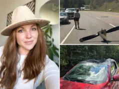 Uma mãe de dois filhos morreu em um acidente quando um avião de pouso de emergência bateu em seu carro Mom of two killed in freak accident as plane making emergency landing hits her car