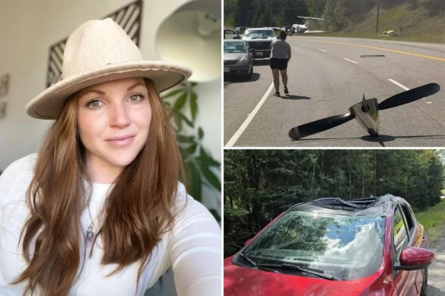 Uma mãe de dois filhos morreu em um acidente quando um avião de pouso de emergência bateu em seu carro Uma mãe de dois filhos morreu em um acidente quando um avião de pouso de emergência bateu em seu carro