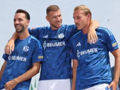 O Schalke dominou, mas precisou de prorrogação e da estrela Džeko para vencer Halle Schalke dominate but need extra time and superstar Džeko to overcome Halle