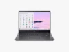 Códigos promocionais Acer: 40% de desconto Front view of small black opened laptop, screen showing app icons on the left and an abstract image on the right