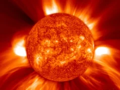 Como uma enorme frota de 17 naves espaciais descobriu algo surpreendente sobre as explosões solares A diagram showing different views of the solar eruption, seen by various spacecraft.